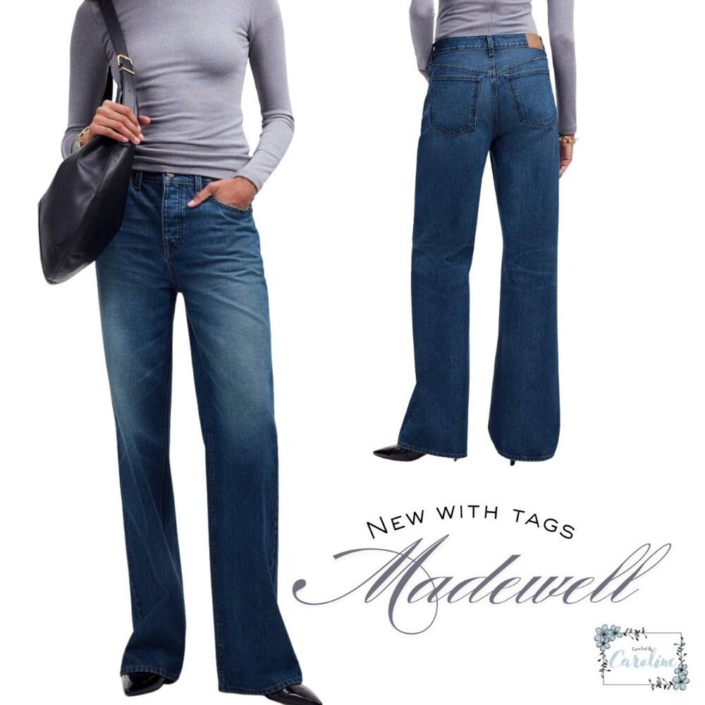 NWT Madewell Low-Slung Baggy Jeans; Dark Wash, 24 Tall